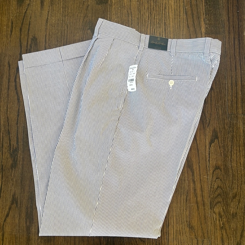 NWT Mens Brooks Brothers Elliot Blue Seersucker Pant W35 L32 - Picture 3 of 8